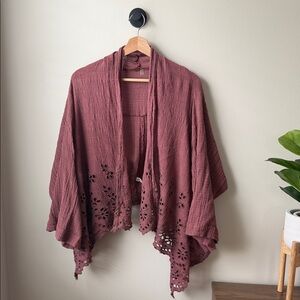 Free People Boho Crochet-Hem Open Front Cardigan
